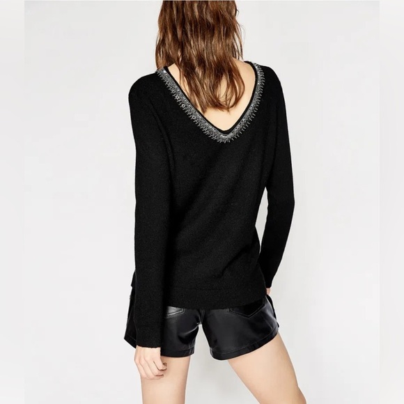 THE KOOPLES Embellished Jumper wool cashmere sweater black womens size 2 - Picture 1 of 6